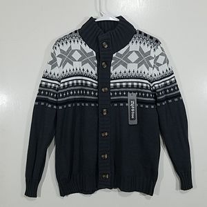 Cardigan Sweater with Nordic Star Design